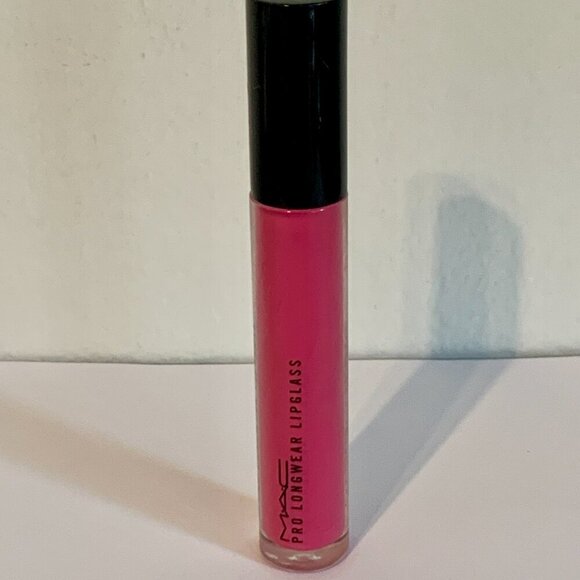 MAC Cosmetics Full Speed Ahead Pro Longwear LipGlass Hot Pink Lip Gloss Rare - Picture 3 of 6